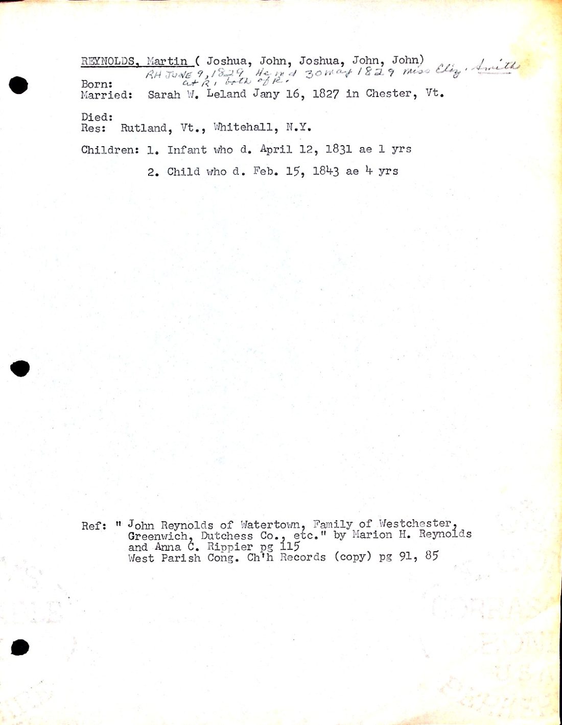 REYNOLDS, Martin (n.d.) LELAND SMITH